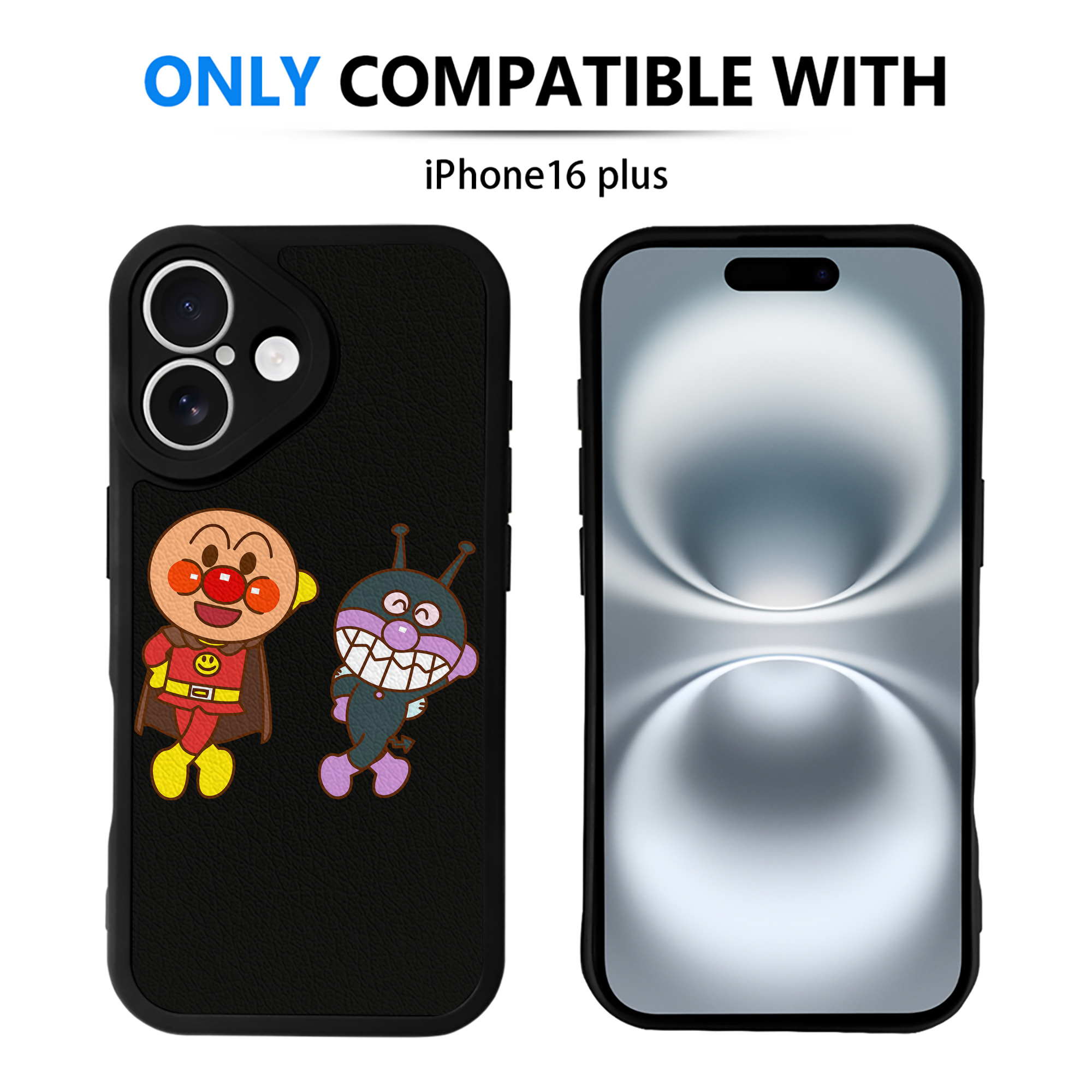 （画像用） アンパンマン Anpanman 【iPhone 16シリーズ対応】シリコンスマホケース（レザー調） 材質：シリコン